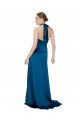 Meilleures Bleu paon Trapèze Licou Satiné Soyeux Longue Formelles Robes demoiselle d'honneur / Robes de soirée / Robes de bal