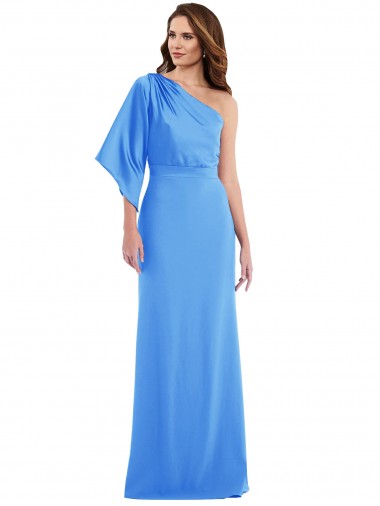 Meilleures Bleu paon Trompette Crêpe Stretch Longue Robes demoiselle d'honneur / Robes de bal