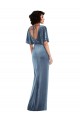 Meilleures Bleu poussiéreux Fourreau Velours Stretch Longue Robes demoiselle d'honneur / Robes de bal