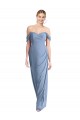 Meilleures Bleu poussiéreux Sirène Épaule Dénudée Mousseline Longue Robes demoiselle d'honneur