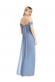 Meilleures Bleu poussiéreux Sirène Épaule Dénudée Mousseline Longue Robes demoiselle d'honneur