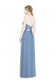 Meilleures Bleu poussiéreux Trapèze Licou Mousseline Longue Robes demoiselle d'honneur