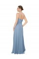 Meilleures Bleu poussiéreux Trapèze Sans bretelle Mousseline Longue Robes demoiselle d'honneur