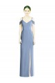 Meilleures Bleu poussiéreux Trapèze Épaule Dénudée Mousseline Longue Formelles Robes demoiselle d'honneur / Robes de soirée