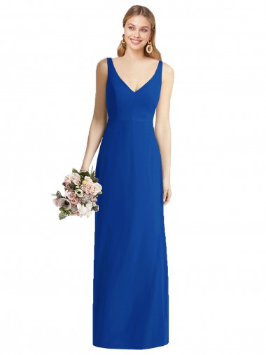 Meilleures Bleu roi Sirène Sans bretelle Mousseline Longue Robes demoiselle d'honneur