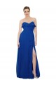 Meilleures Bleu roi Trapèze Sans bretelle Mousseline Longue Robes demoiselle d'honneur