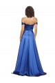 Meilleures Bleu roi Trapèze Épaule Dénudée Balayage train Satiné Stretch Longue Formelles Robes demoiselle d'honneur / Robes de soirée / Robes de bal