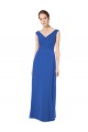 Meilleures Bleu roi Trapèze Épaule Dénudée Col V Mousseline Longue Robes demoiselle d'honneur