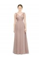 Meilleures Blush Trapèze Col V Tulle Longue Robes demoiselle d'honneur