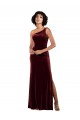 Meilleures Bordeaux Colonne Velours Stretch Longue Formelles Robes demoiselle d'honneur / Robes de soirée / Robes de bal