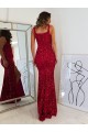 Meilleures Bordeaux Fourreau Col Carré Paillettes Velours Longue Robes de bal