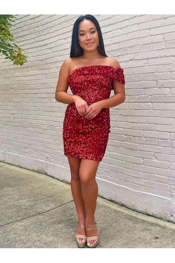 Meilleures Bordeaux Fourreau Courte Paillettes Velours Courte Robes de bal