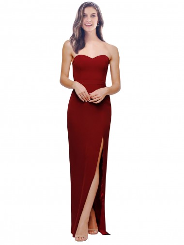 Meilleures Bordeaux Fourreau Crêpe Stretch Longue Formelles Robes demoiselle d'honneur / Robes de soirée / Robes de bal