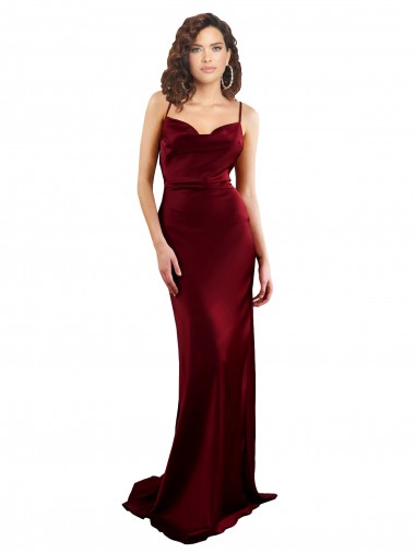 Meilleures Bordeaux Fourreau Satiné Soyeux Longue Formelles Robes demoiselle d'honneur / Robes de soirée / Robes de bal