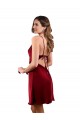 Meilleures Bordeaux Fourreau midi Satiné Soyeux Courte Robes demoiselle d'honneur / Robes de soirée / Robes de cocktail