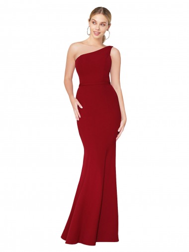 Meilleures Bordeaux Sirène Col Haut Crêpe Stretch Longue Formelles Robes demoiselle d'honneur / Robes de soirée / Robes de bal