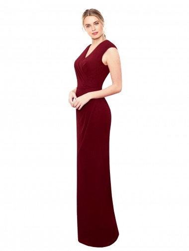 Meilleures Bordeaux Sirène Col V Mousseline Longue Robes demoiselle d'honneur / Robes de bal