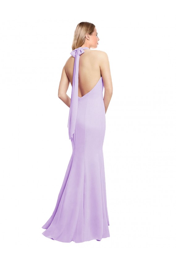 Meilleures Bordeaux Sirène Licou Mousseline Longue Robes demoiselle d'honneur