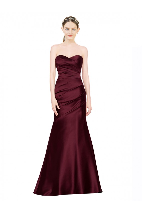 Meilleures Bordeaux Sirène Satiné Longue Formelles Robes demoiselle d'honneur / Robes de soirée / Robes de bal
