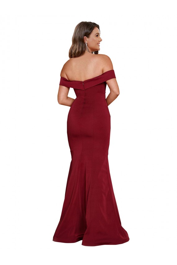 Meilleures Bordeaux Sirène Épaule Dénudée Spandex Longue Formelles Robes demoiselle d'honneur / Robes de soirée / Robes de bal
