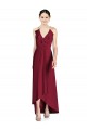 Meilleures Bordeaux Trapèze Bretelles spaghetti Col V Mousseline Longue Asymétrique Robes demoiselle d'honneur