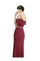 Meilleures Bordeaux Trapèze Bretelles spaghetti Mousseline Longue Robes demoiselle d'honneur