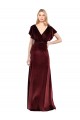 Meilleures Bordeaux Trapèze Col V Velours Stretch Longue Robes demoiselle d'honneur / Robes de bal