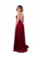 Meilleures Bordeaux Trapèze Licou Col V Spandex Longue Formelles Robes demoiselle d'honneur / Robes de soirée / Robes de bal