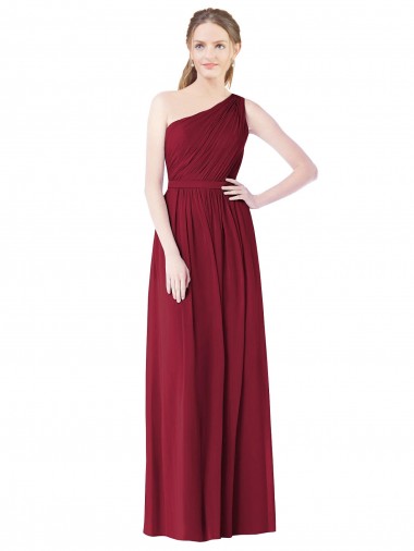Meilleures Bordeaux Trapèze Mousseline Longue Robes demoiselle d'honneur