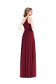Meilleures Bordeaux Trapèze Mousseline Longue Robes demoiselle d'honneur