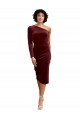 Meilleures Bordeaux Trapèze midi Velours Stretch Courte Robes demoiselle d'honneur / Robes de bal
