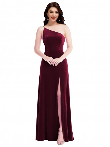 Meilleures Bordeaux Trompette Velours Stretch Longue Robes demoiselle d'honneur / Robes de bal