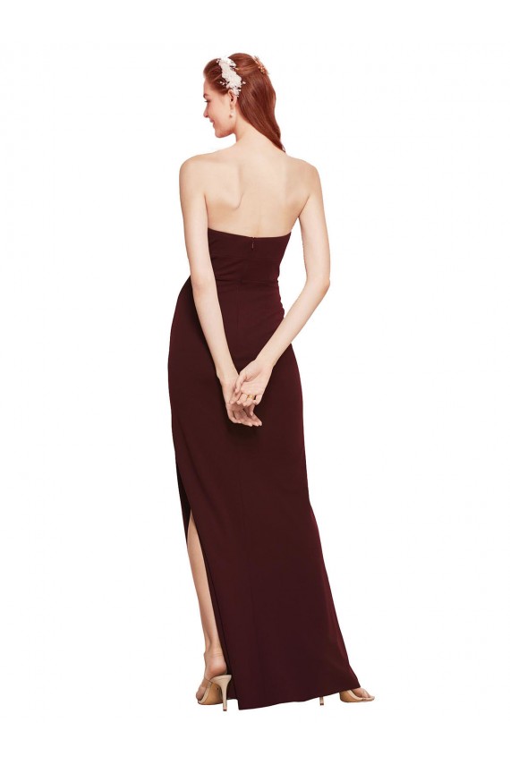 Meilleures Bordeaux foncé Fourreau Sans bretelle Crêpe Stretch Longue Formelles Robes demoiselle d'honneur / Robes de soirée / Robes de bal