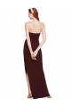Meilleures Bordeaux foncé Fourreau Sans bretelle Crêpe Stretch Longue Formelles Robes demoiselle d'honneur / Robes de soirée / Robes de bal