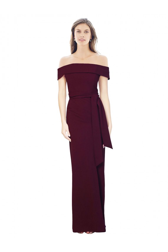 Meilleures Bordeaux foncé Sirène Épaule Dénudée Crêpe Stretch Longue Formelles Robes demoiselle d'honneur / Robes de soirée / Robes de bal