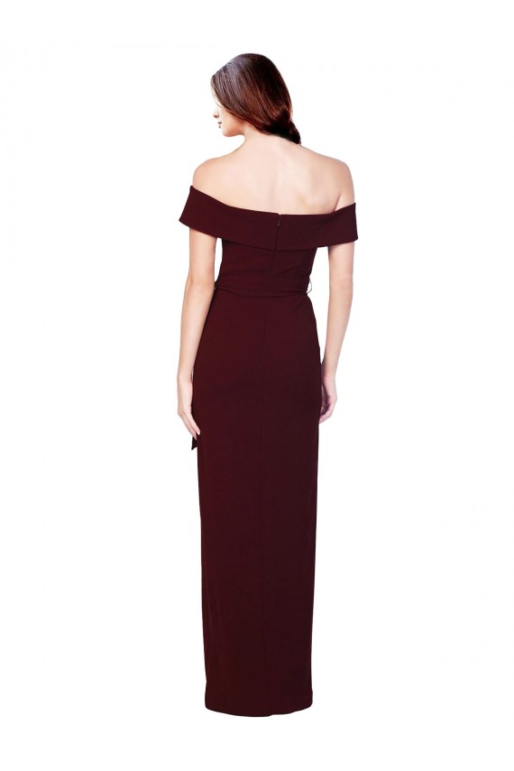 Meilleures Bordeaux foncé Sirène Épaule Dénudée Crêpe Stretch Longue Formelles Robes demoiselle d'honneur / Robes de soirée / Robes de bal