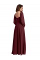 Meilleures Bordeaux foncé Trapèze Col Carré Mousseline Longue Robes demoiselle d'honneur