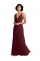 Meilleures Bordeaux foncé Trapèze Col V Mousseline Longue Robes demoiselle d'honneur