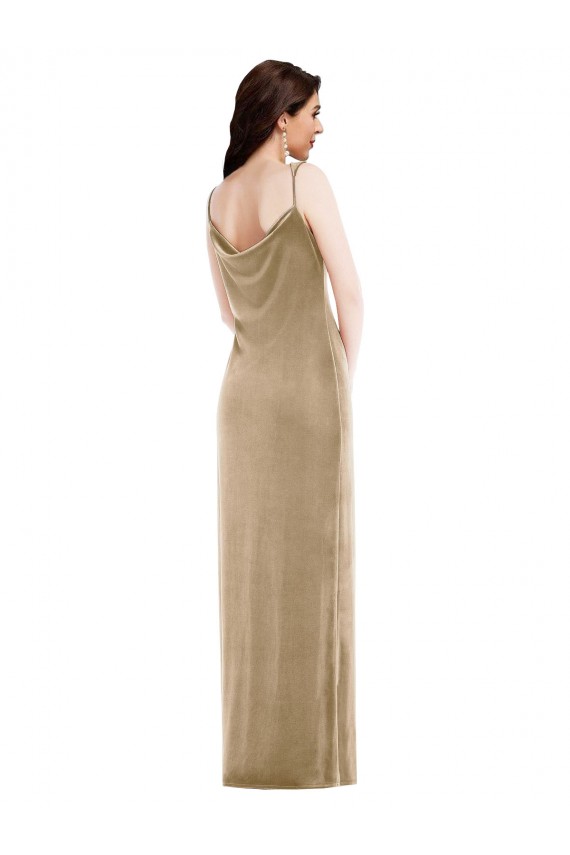 Meilleures Champagne Fourreau Velours Stretch Longue Formelles Robes demoiselle d'honneur / Robes de soirée / Robes de bal