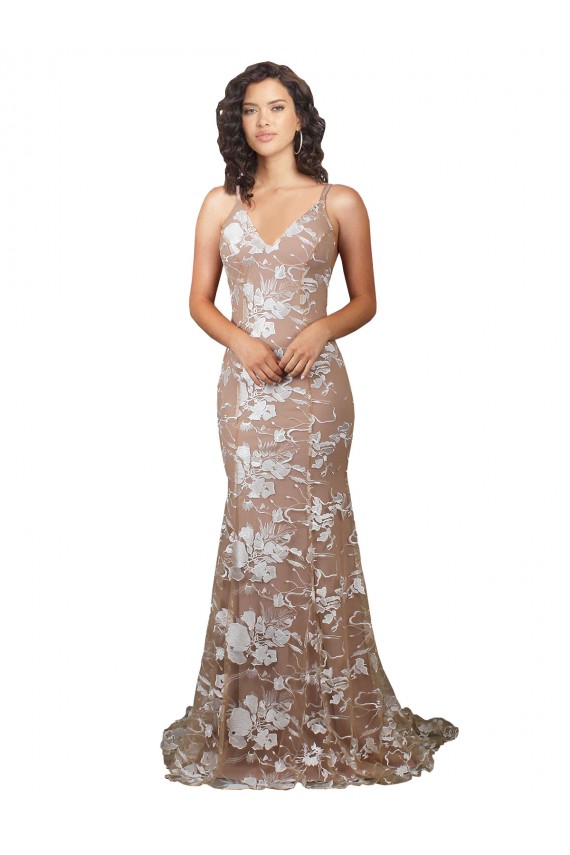 Meilleures Champagne Sirène Col V Balayage train Dentelle Robes de mariée