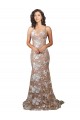 Meilleures Champagne Sirène Col V Balayage train Dentelle Robes de mariée