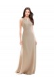 Meilleures Champagne Trapèze Col Haut Mousseline Longue Robes demoiselle d'honneur