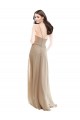 Meilleures Champagne Trapèze Col Haut Mousseline Longue Robes demoiselle d'honneur