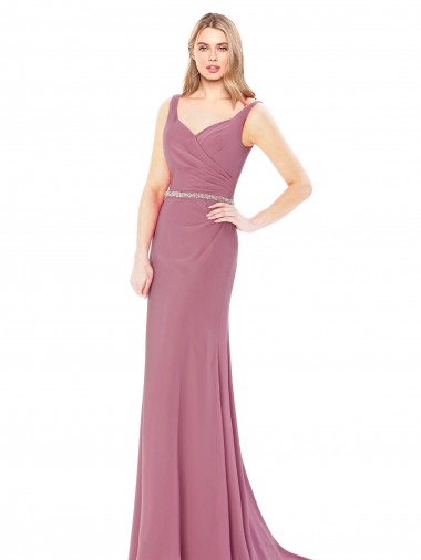 Meilleures Fourreau Col Haut Mousseline Longue Robes demoiselle d'honneur / Robes de bal