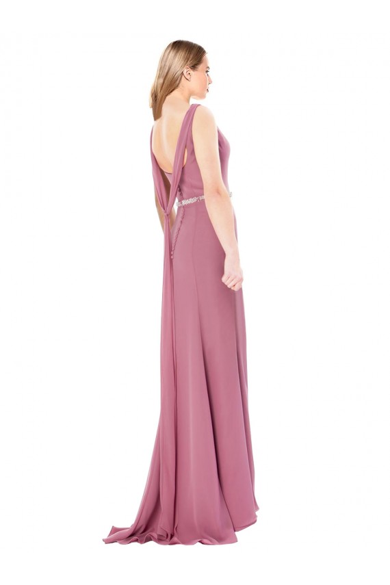 Meilleures Fourreau Col Haut Mousseline Longue Robes demoiselle d'honneur / Robes de bal
