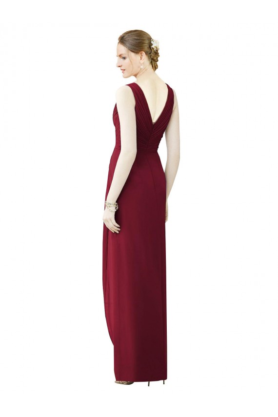 Meilleures Fourreau Col V Mousseline Longue Robes demoiselle d'honneur