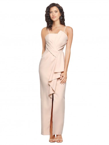 Meilleures Fourreau Sans bretelle Crêpe Stretch Longue Robes demoiselle d'honneur / Robes de bal