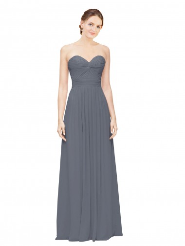Meilleures Gris ardoise Trapèze Mousseline Longue Robes demoiselle d'honneur