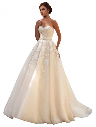 Meilleures Ivoire & Champagne Princesse Tulle Dentelle Robes de mariée