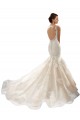 Meilleures Ivoire & Champagne Sirène Col V Tulle Dentelle Classique Robes de mariée